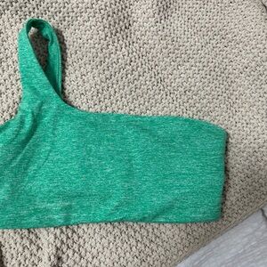 Green One-Shoulder Sports Bra